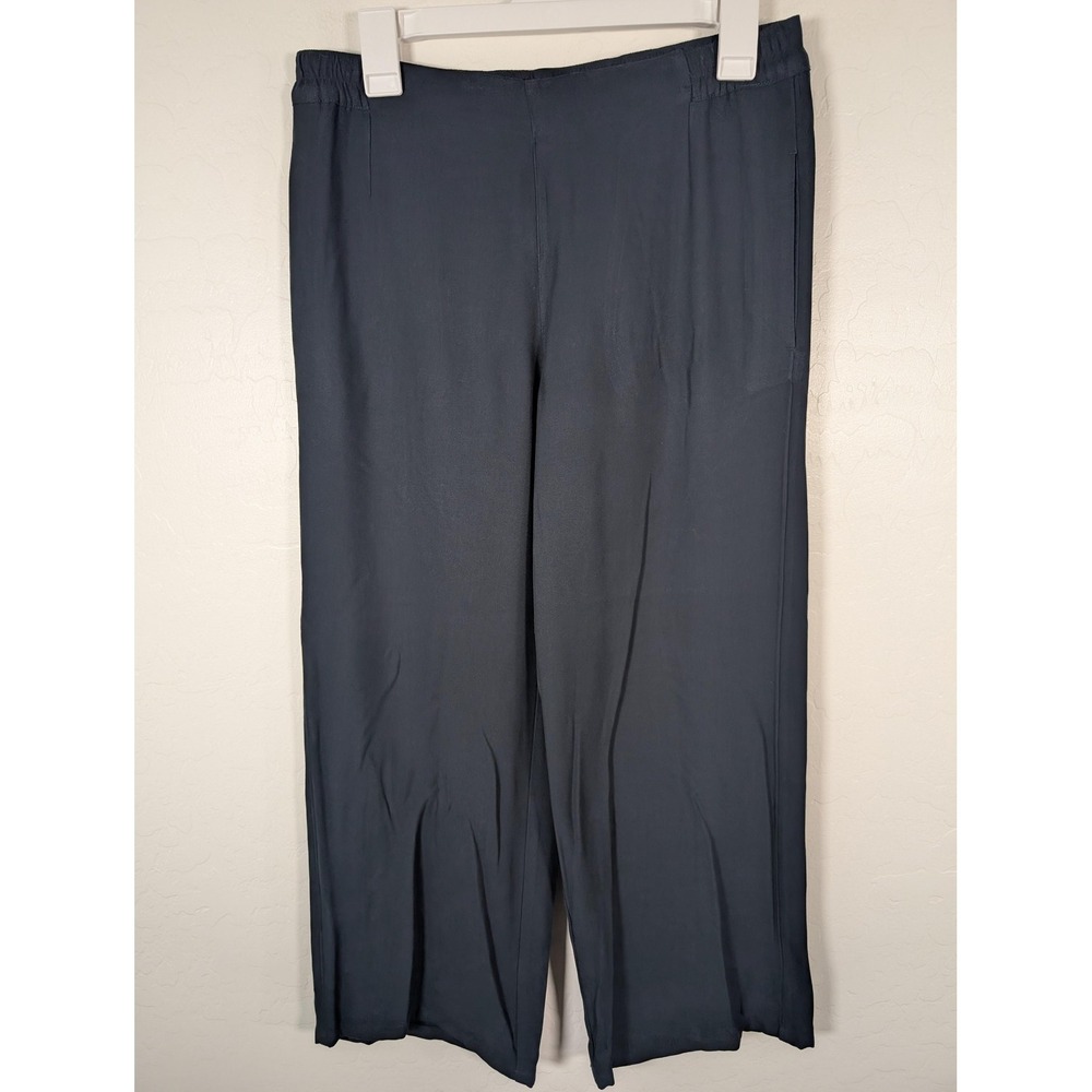 J Jill Pants Womens XS Black Wide Leg Pull On Rayon Elastic Waist Pockets Casual